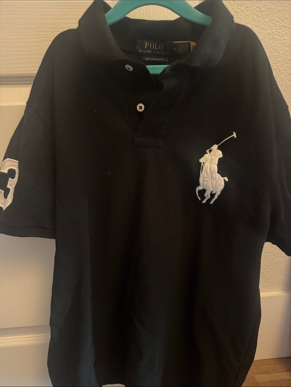 Polo Ralph Lauren Black Polo. Custom Slim Fit Mens Med. Fits more like small.